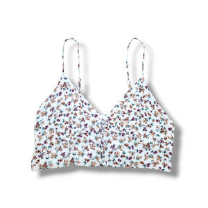 TRIBE Medium Floral Spaghetti Strap V Neck Crop Tank Top